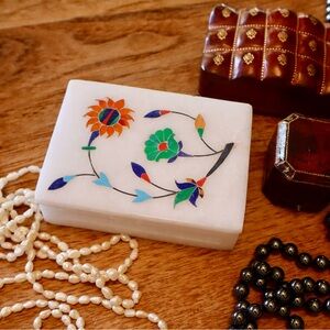 Vintage Marble Inlay Trinket Box